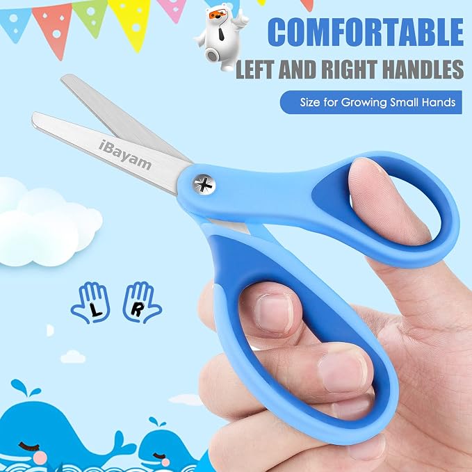 iBayam 5" Kid Scissors with Cover, Safety Small Scissors - Image 4