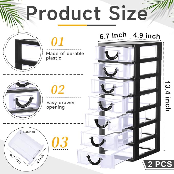 Thyle 2 Pcs Plastic Drawers Organizer Mini Organizer Stackable Plastic Clear - Image 3