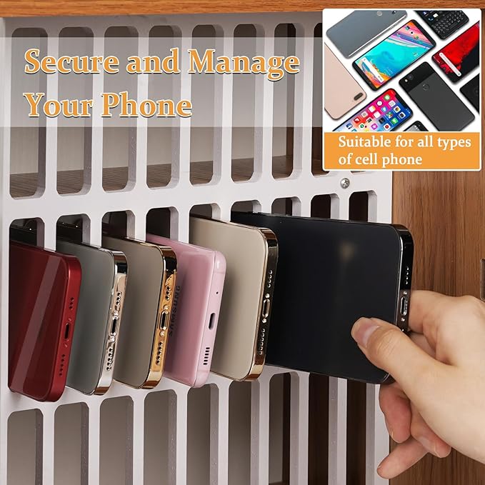 Cell Phone Holder Classroom 33 Slots Wooden Cell Phone Storage Cabinet Pocket - Image 5