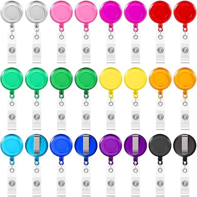 Harloon 150 Pcs Retractable Badge Reel Teacher Clips Holder Mixed Solid Color by Muasung