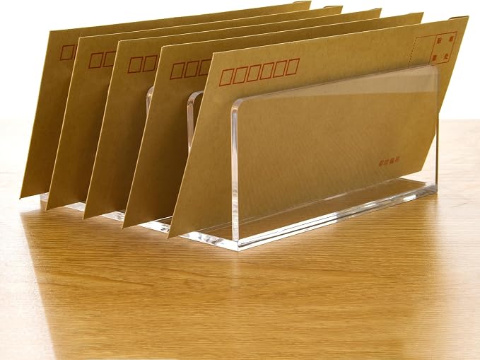 5 Compartments Clear Acrylic Mail Holder – Vertical Letter Sorter & - Image 4