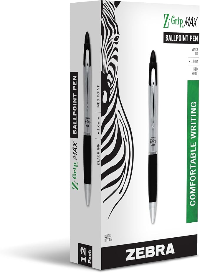 Zebra Pen, Z-Grip MAX Retractable Ballpoint Pens, 1.0mm Medium Point, Wide by ZebraPen