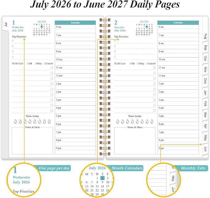 2026-2027 Daily & Monthly Planner, One Page Per Day, Daily Planner 2026-2027 - Image 3
