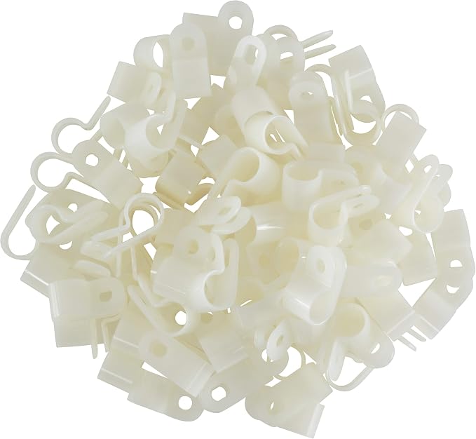 GTSE White Nylon Plastic Cable Clamps, 3/8" Screw Mounts - Image 2