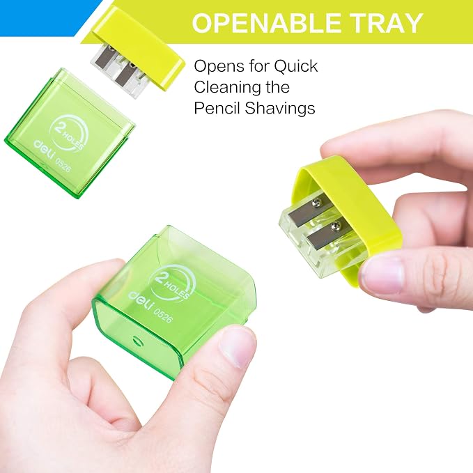 Deli Pencil Sharpener, Manual Pencil Sharpeners, Dual Holes - Image 4