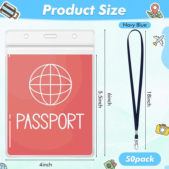 Patelai 50 Pcs 4 x 5.5 Inch Clear Passport Holders - Image 2
