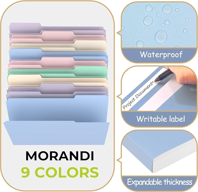 Habgp 18 Pcs Manilla Folders 8.5 x 11 Inch, 1/3-Cut Tab Colored File Folders - Image 5