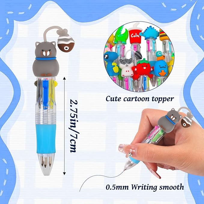 100Pcs Mini Multicolor Pens in One 4-in-1 Cute Pens Bulk for Kids, Ballpoint Pen for Birthdays and Children's Parties, Fun Gifts Assorted Ink Kawaii Pen-DeskLoop Office