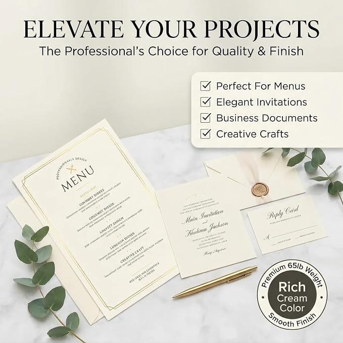 250 Sheets Cream Cardstock 8.5 x 11 Ivory Card Stock 65lb/176gsm Premium Off - Image 5