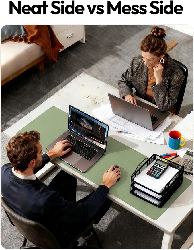 YSAGi Leather Desk Pad Protector, Office Desk Mat, Large Mouse Pad, Non-Slip PU - Image 7