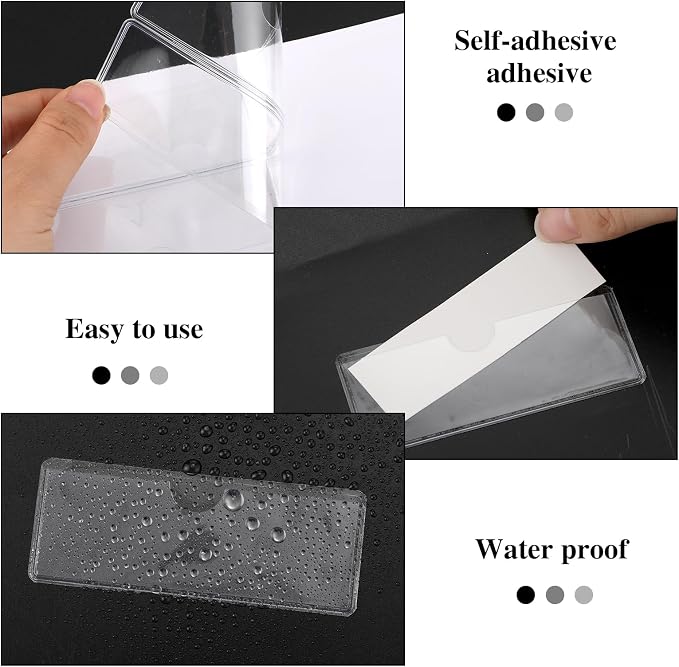 80 Pack 1" x 3" Self Adhesive Label Holders Shelf Tag Label Holder Clear Pockets - Image 4