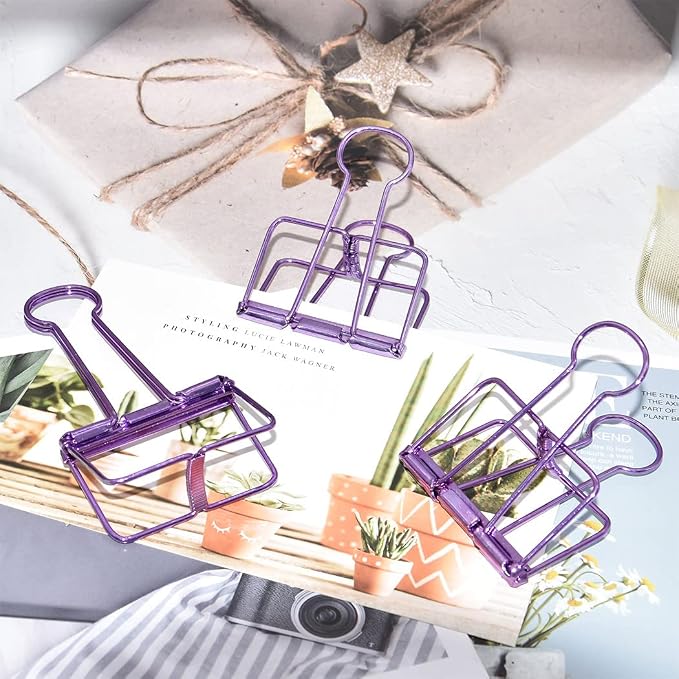 Extra Large Binder Clips 2 Inch, Big Paper Clamps Purple - Image 2