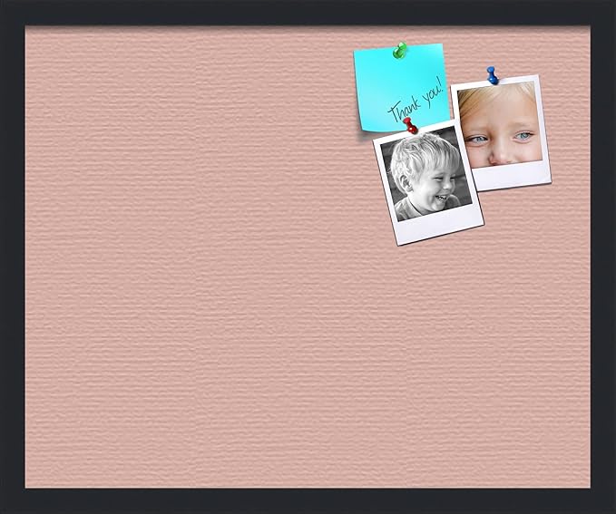 PinPix 22x18 Inch Cork Bulletin Board. This Decorative Framed Pin Board Comes with Pink Pastel Design and a Satin Black Frame. Ideal for Home Office Decor or Message Board (PinPix-1813)-DeskLoop Office