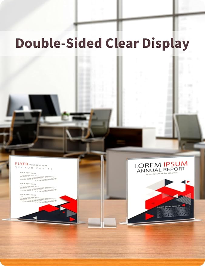 NIUBEE Acrylic Sign Holder 8.5x11 Inches 3 Pack Horizontal, T Shape Double - Image 4