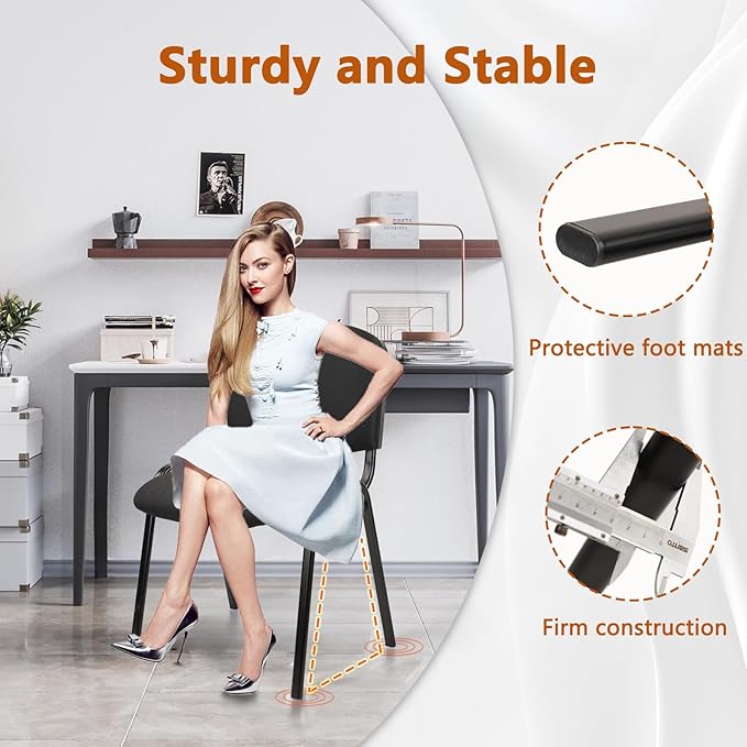 CLATINA Set of 5 Pack Stackable Waiting Room Chairs Fabric Black Reception Chair Metal with Thickened Seat Back Cushion for Waiting Conference Room Guest Stool (5 Pack)-DeskLoop Office