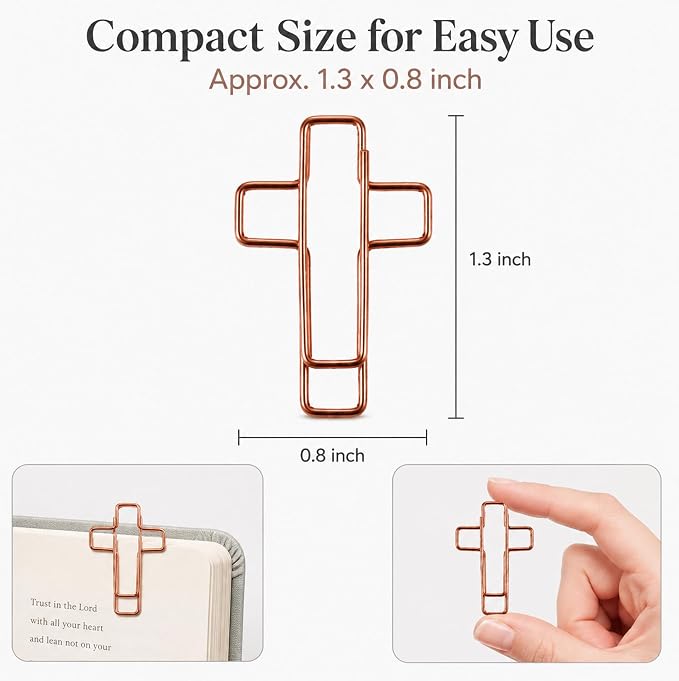 60 Pack Rose Cross Paper Clips, Decorative Paper Clips and Bookmarks - Image 2