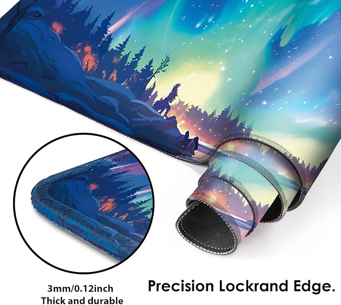 Galdas Mouse Pad for Gaming, Aurora Background Pattern XXL XL Large Mouse Mat - Image 4