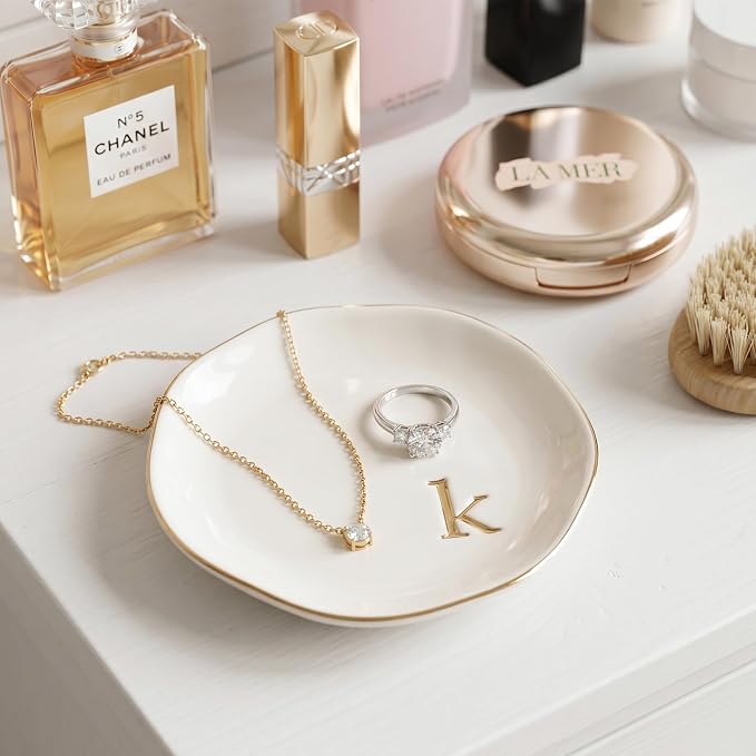 Ceramic Jewelry Tray, Personalized Initial Jewelry Dish - Image 4