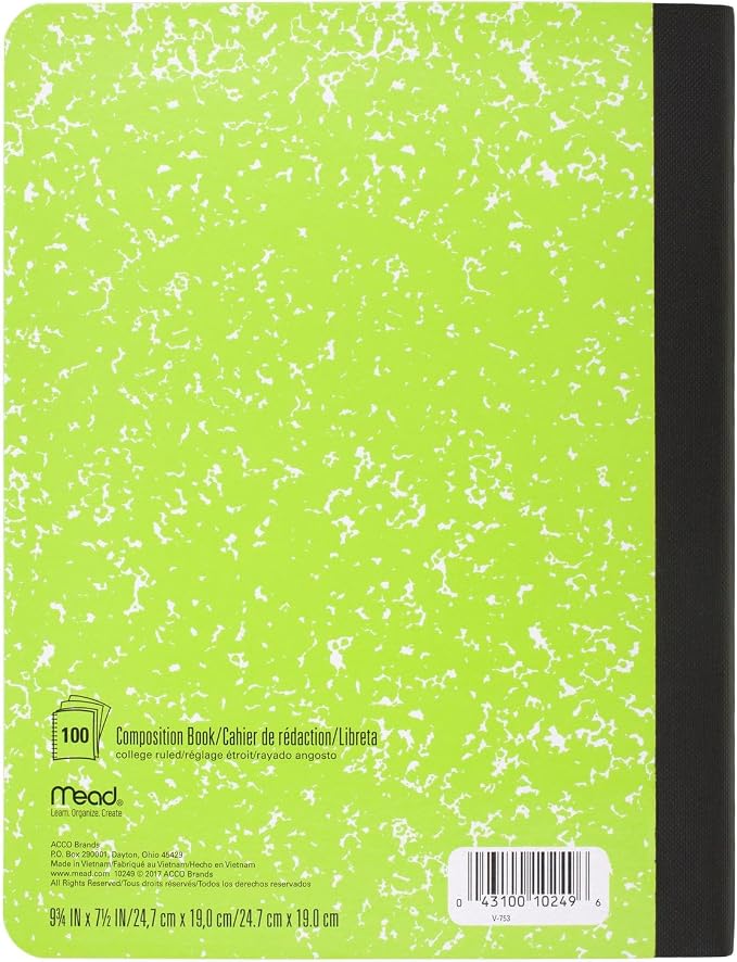 Mead Composition Notebook, College Ruled 7.5" x 9.75" Paper, 100 Sheets - Image 6