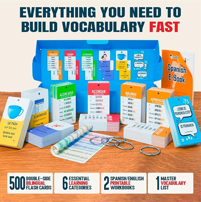 500+ Spanish Vocabulary Flash Cards - Image 5