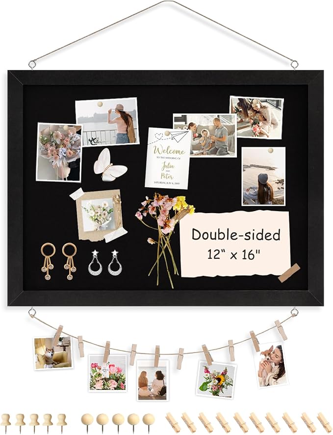Double-Sided Small Wood Framed Cork Board by AMUSIGHT
