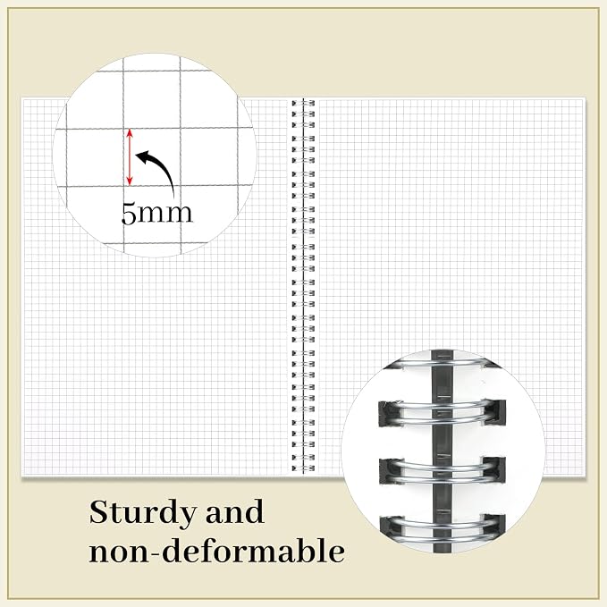 BESARME 80 Sheets Graph Paper Spiral Notebook 8.5" × 11" - Image 2