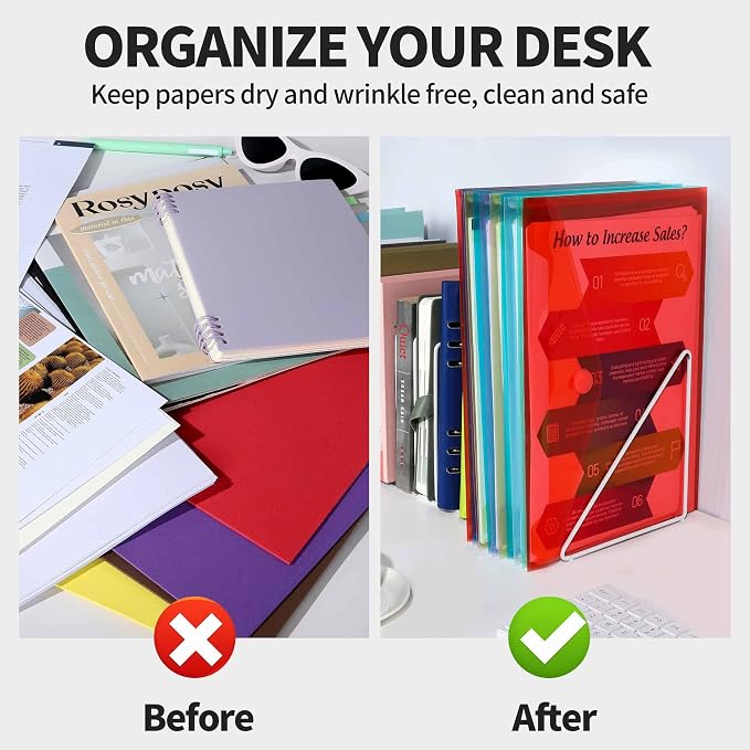 LEOBRO Plastic File Folders for Documents, Reusable File Folders File Bags - Image 3
