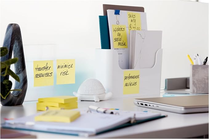 Post-it 100% Recycled Super Sticky Notes, 3 x 3 in, Canary Yellow, 12 Pads - Image 12