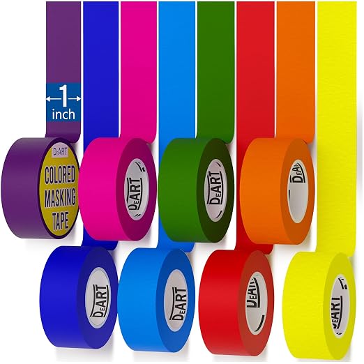 8x Colored Masking Tape, 33 Ft x 1 inch Colored Painters Tape - Image 9