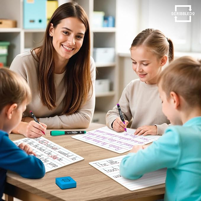 Scribbledo 10 Pack Small Lined Dry Erase Boards, 9x12 Double Sided | Easy to - Image 9