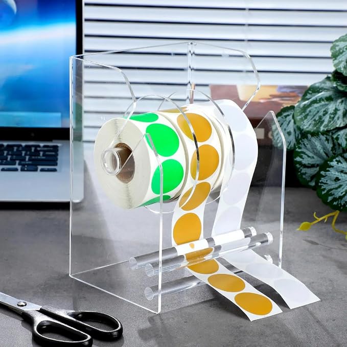 Geosar 3 Pcs Adjustable Label Dispenser 3 Disks Sticker Roll Holder Sticker - Image 2