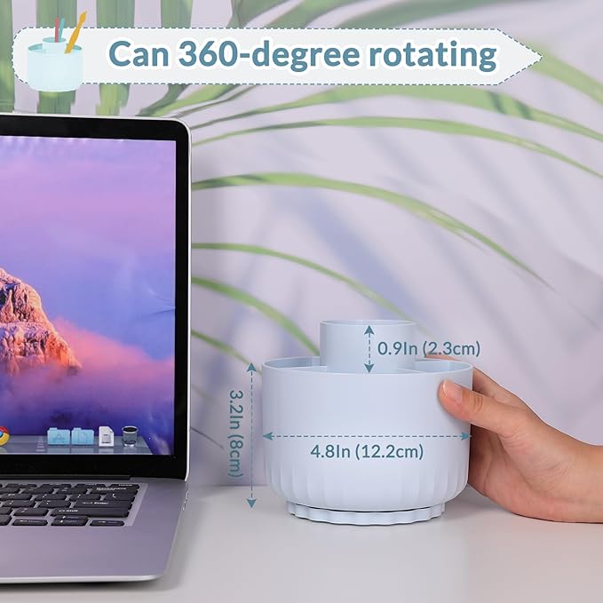 SKYDUE 360 Degree Rotating Desk Organizer, Dual-Purpose Pencil Pen Holder for Desk, Rotating Pencil Cup with 5 Slots, Office Supplies, Desk Decor for Office, School, Home-DeskLoop Office