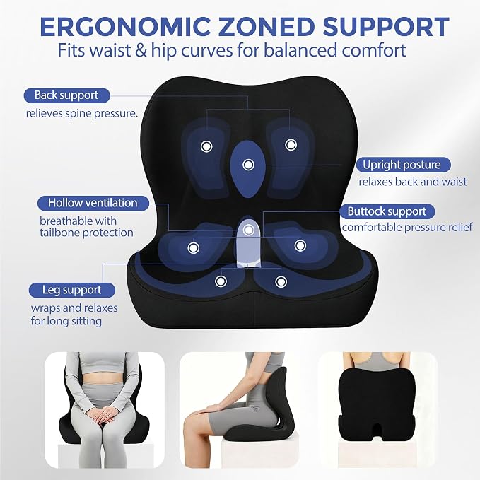 Seat Cushion for Office Chair and Car, Ergonomic Memory Foam Seat Cushion - Image 3