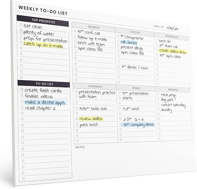 Weekly Planner Pad: To Do List Desk Notepad by Unknown