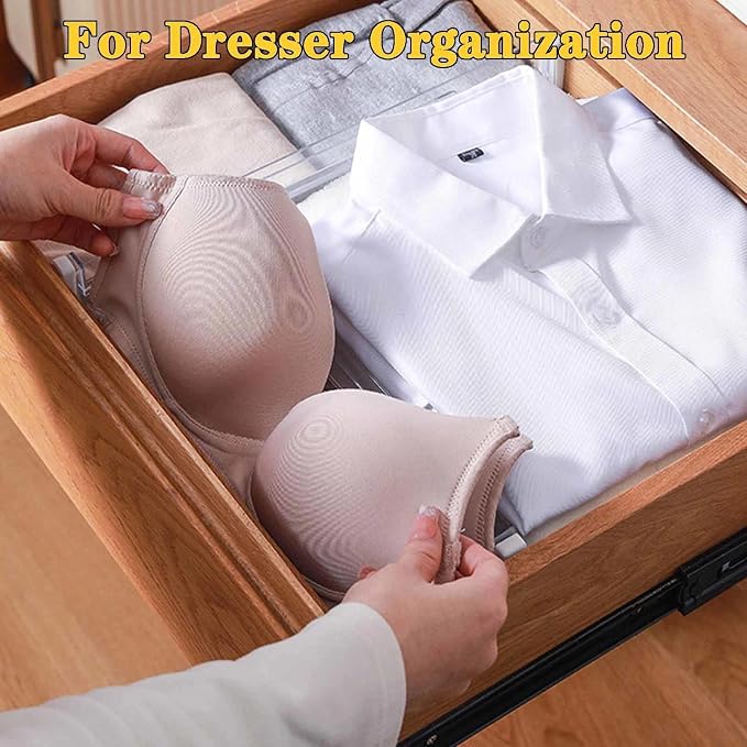 12 Pcs Drawer Dividers for Clothes, 3.15" High 11.34"-19.69" Adjustable - Image 6