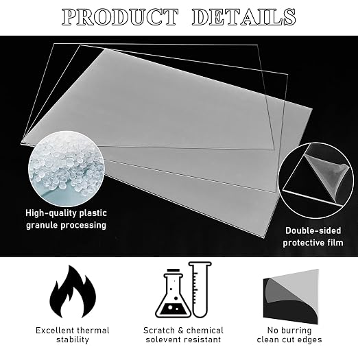 Roowest 4 Pcs 24 x 48 Inch, 1/8 Inch Thick Clear Acrylic Plexiglass Sheets - Image 4