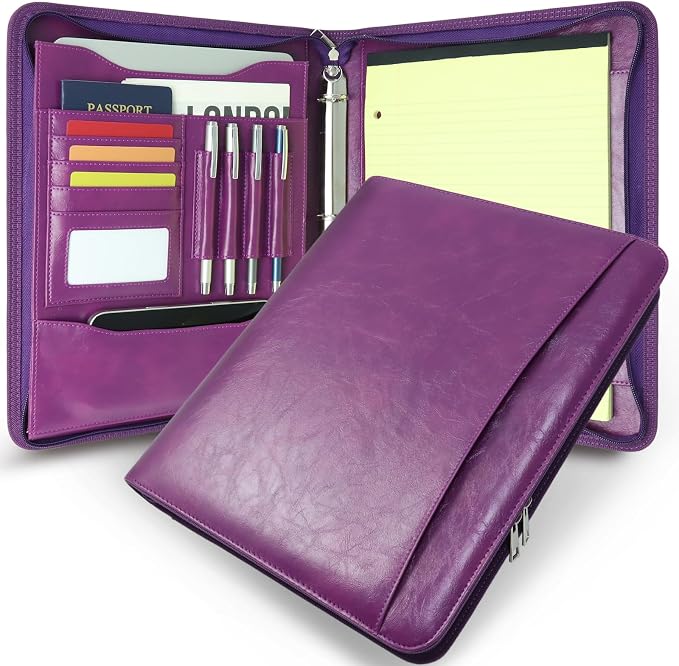 Faux Leather Zippered Padfolio by FORTAVEM