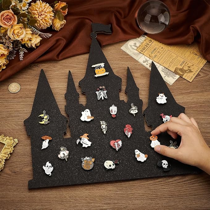 BENECREAT Castle Pin Cork Board, 14.2x11.8Inch Black Bulletin Display Board - Image 3