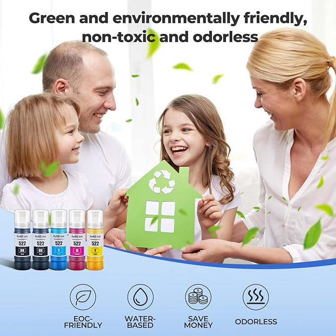 522 Ink Refill Bottles ET-2800 ET-4800 ET-2400 ET-2803 for 522 Ink Bottles Compatible for ET 2800 ET 4800 ET2800 ET 2400 ET4800 ET 2803 ET-2720 ET-4700 ET-4810 ET-2840 Printer (Not Subli)-DeskLoop Office