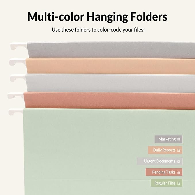 SUNEE Hanging File Folders Legal Size, 25 Pack File Folders 1/5-Cut Tabs - Image 5
