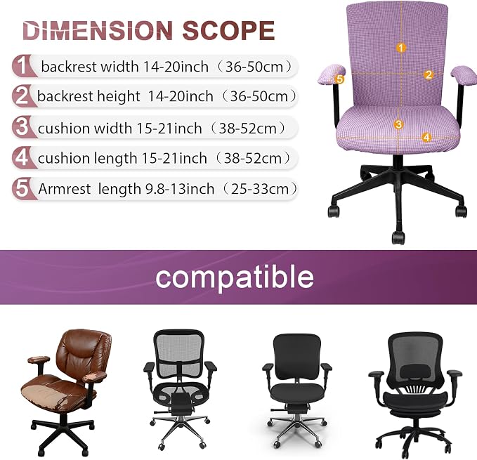 Tallew 4 Pcs Office Chair Covers Set Computer Universal Protective Stretchable - Image 4
