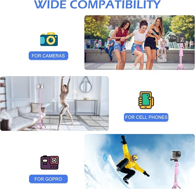 Sensyne 62" Phone Tripod & Selfie Stick, Extendable Cell Phone Tripod Stand - Image 3