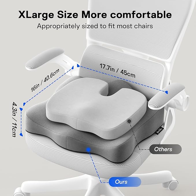 Seat Cushions for Office Chairs - Pressure Relief Seat Cushion - Car Seat Cushions for Pressure Relief, Tailbone Pain, Sciatica & Back Pain Relief for Office Chairs (Grey)-DeskLoop Office