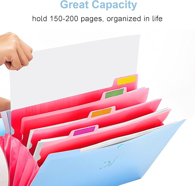 Forvencer Accordion File Organizer, Letter Size, 5 Pocket Expanding File Folder - Image 3