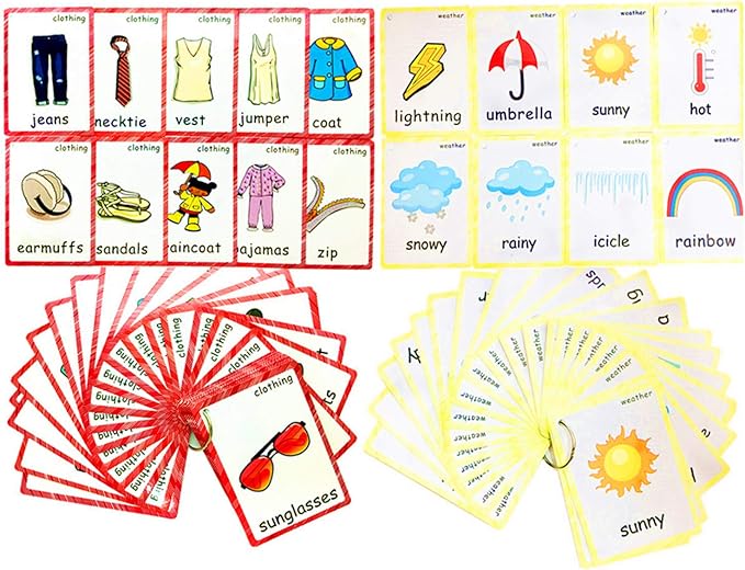 Set of Clothing and Weather Flash Cards by SANTSUN