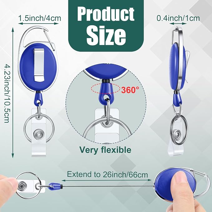 Honoson 110 Pcs Heavy Duty Retractable Badge Reels Batch ID Badge Holder - Image 2