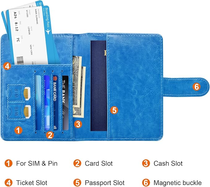 Eoehro Passport Holder for Travel Essentials, Passport Wallet Cover Case for - Image 3