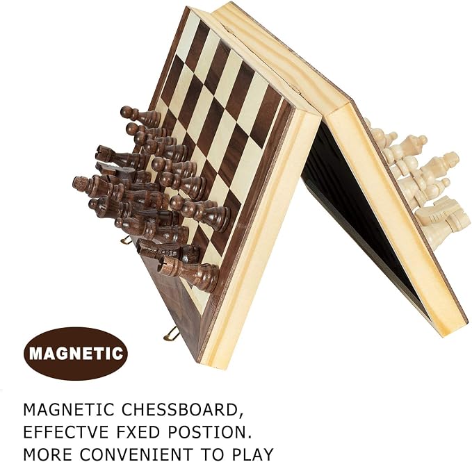 AMEROUS 15 Inches Magnetic Wooden Chess Set - Image 4