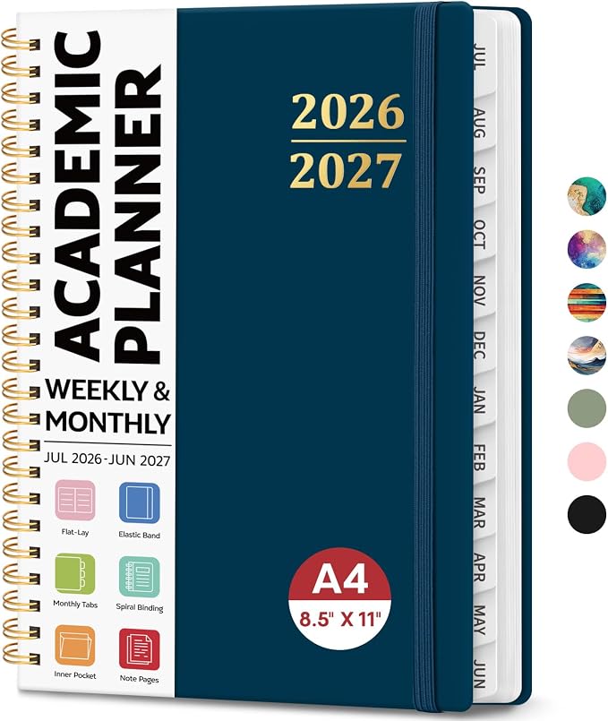 8.5" x 11" Academic Planner 2026-2027, Weekly & Monthly Calendar Planner Book by JEJEGO