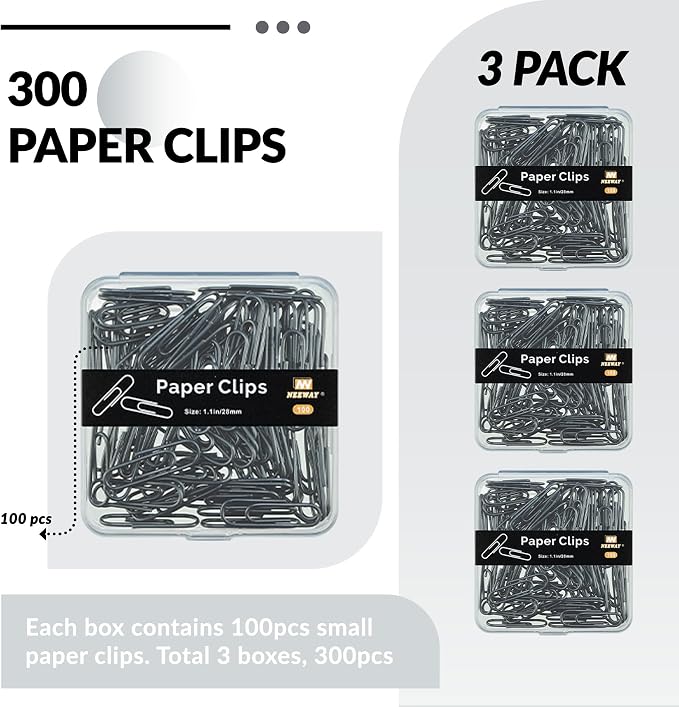 NEEWAY Small Paper Clips, 1.1 Inch Vinly Coated Colored Paperclips, 3 Pack of - Image 3